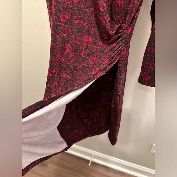 Talbots Red Floral Faux Wrap Dress - Picture 6 of 10
